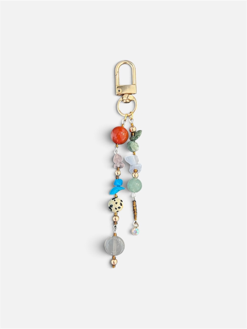 Multicolor Beaded Keychain Charm with Gold Hardware